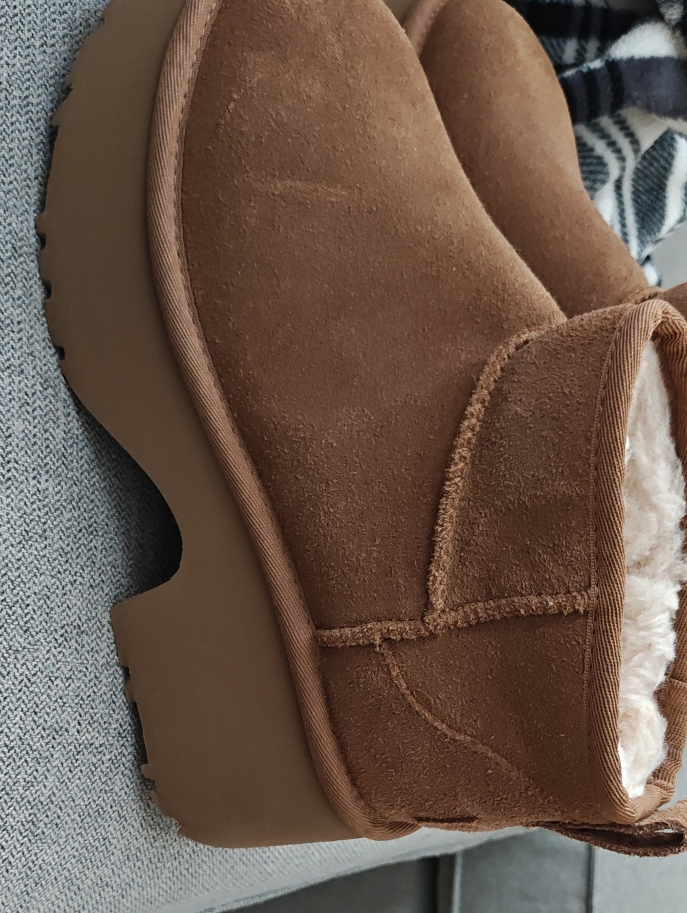 UGG Women's Chestnut Suede Platform Ankle Slipper